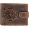 Peněženka WILD Pánská kožená peněženka s přeskou s obrázky znamení ŠTÍR hnědá