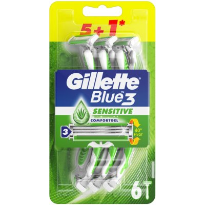 Gillette Blue3 Plus Sensitive 6 ks – Zboží Mobilmania