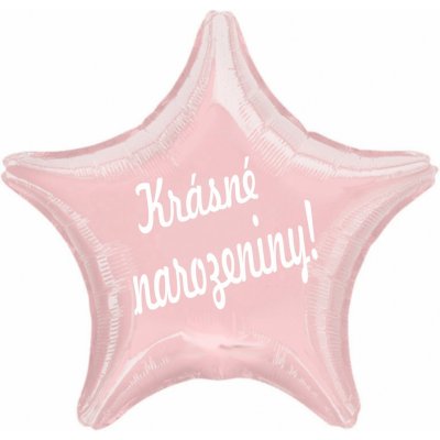 Fóliový balónek hvězda světle růžová Krásné narozeniny! – Zboží Mobilmania
