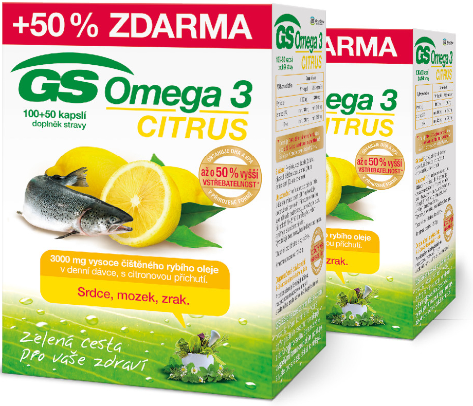 GS Omega 3 Citrus 2 x 150 kapslí od 486 Kč - Heureka.cz