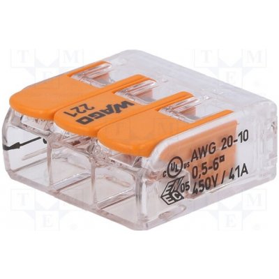 WAGO 221-613 Rychlosvorka; 221; 41A; 450V; na kabel; pružinová svorka; 0,5÷6mm2 – Hledejceny.cz