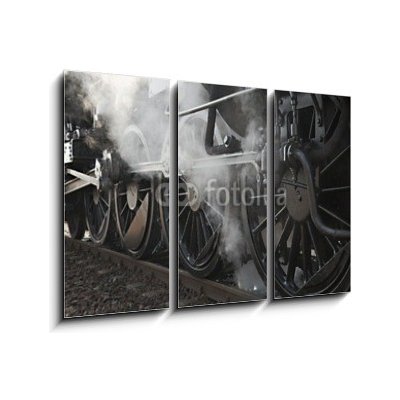 Obraz 3D třídílný - 105 x 70 cm - Steam Locomotive Parní lokomotiva