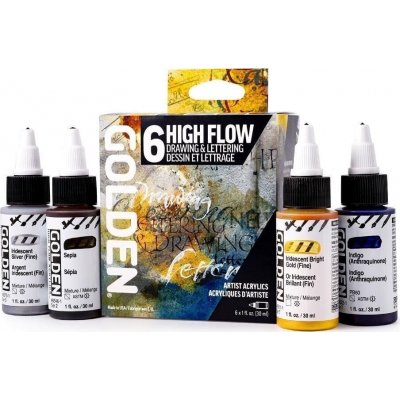 Golden Artist Colors High Flow Drawing & Lettering sada akrylových barev 6 ks 30 ml – Zboží Dáma