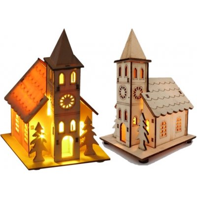 Impap Dřevená dekorace kostelík, 9,5 x 10 x 8 cm – Hledejceny.cz