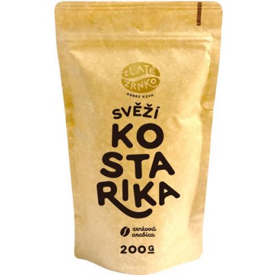 Zlaté Zrnko káva Kostarika SVĚŽÍ Mletí na domácí Espresso kávovar a zalévání turka jemné 200 g – Hledejceny.cz