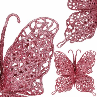 SPRINGOS Třpytivý motýl 16x12,5cm růžový vánoční ozdoba CA1262-XG – Hledejceny.cz