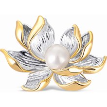 JwL Luxury Pearls překrásná bicolor brož s perlou 2v1 Lotosový květ JL0698