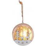 MagicHome Vianoce Dekorace Jelen v kouli LED závěsný dřevěná MDF 85x20x85 mm – Zbozi.Blesk.cz