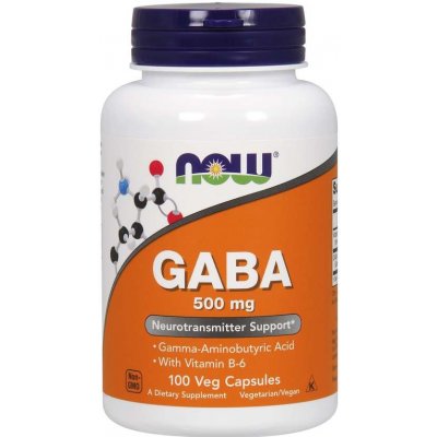 NOW GABA 500 mg + 2 mg Vitamín B6 100 kapslí