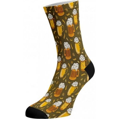 Walkee BEERS barevné potištěné bavlněné ponožky – Zboží Mobilmania
