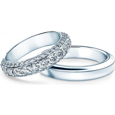 Savicki Snubní prsteny bílé zlato s drážkou diamanty SAV OBR M2 D B