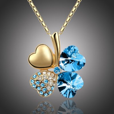 Sisi Jewelry Swarovski Elements čtyřlístek zlato seablue Světle modrá NH1021