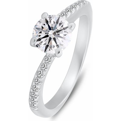 Brilio Silver Stříbrný zásnubní prsten s čirými zirkony RI138W – Zboží Mobilmania
