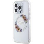 Guess PC/TPU Flowers Ring Glossy Logo MagSafe iPhone 14 Pro čiré