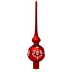 Irisa Skleněná vánoční špice „Rubínové ornamenty“ 28 cm červená s bílým vzorem- 1 ks Velikost: 28 cm Balení: 1ks Barva: červená – Zboží Dáma
