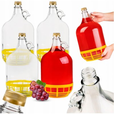 Demižon 5 l SuperButelki skleněný bezbarvý sada 4 ks – Zboží Mobilmania