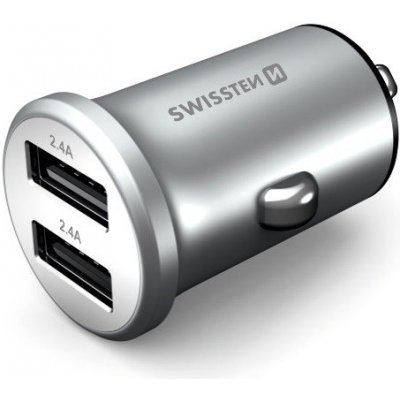 Swissten USB nabíječka do auta 12/24V 4800 mA, stříbrná – Zbozi.Blesk.cz