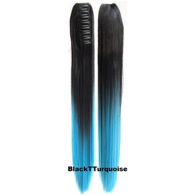 Girlshow Culík, cop na skřipci - rovný 60 cm - Ombre styl odstín Black T Light Blue – Hledejceny.cz