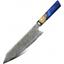 UG Grill Nůž Kiritsuke 20,5 33 cm Damašková ocel 67 dřevo & tmavě modrá pryskyřice