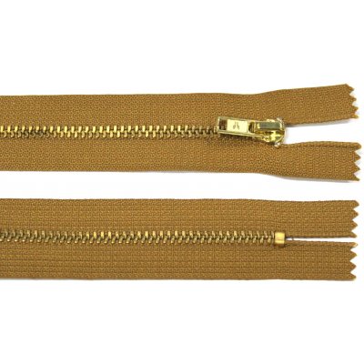 WICO Kovový zip no.3 nerozepínací 14cm hnědý okrový (zlaté zoubky) – Hledejceny.cz