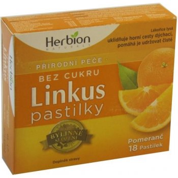 Linkus Pomeranč pastilky bez cukru 18 ks