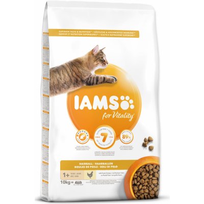 Iams for Vitality Adult Cat Food Hairball Reduction with Fresh Chicken 10 kg – Zboží Mobilmania