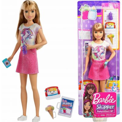 Barbie Chůva blondýnka v růžových šatech s jednorožcem – Zboží Mobilmania