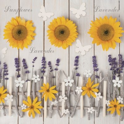 Ubrousky na dekupáž Lavender and Sunflower Composition 1 ks – Zboží Dáma