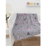 MKLuzkoviny.cz Dětská deka do postýlky mikroplyš Exclusive Motýlci šedé – Sleviste.cz