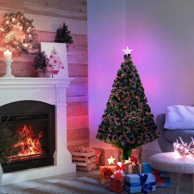 HOMCOM Umělý vánoční stromek s LED osvětlením Ø70 x 120 cm | zelený – Hledejceny.cz
