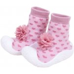 YO ponožky s gumovou podrážkou ponožkoboty dívčí růžové s květem – Zboží Mobilmania