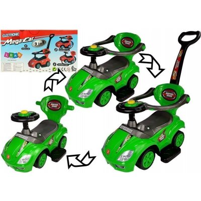 LEAN Sport Dětská jízda na odrážedle s rodičovskou rukojetí Mega Car 3v1 zelená