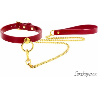 Taboom Bondage in Luxury O Ring Collar and Chain Leash Red – Zboží Mobilmania