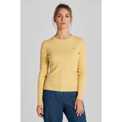 Gant svetr STRETCH COTTON CABLE C-NECK žlutá – Zbozi.Blesk.cz