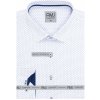 Pánská Košile AMJ Comfort fit pánská košile dlouhý rukáv s modrým vzorem bílá VDBR1340