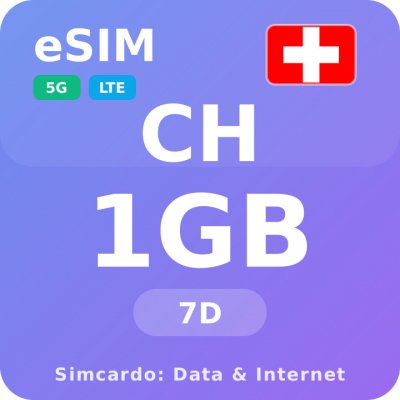 Švýcarsko Mobilní Internet - eSIM 1GB 7 dní datová SIM karta – Hledejceny.cz