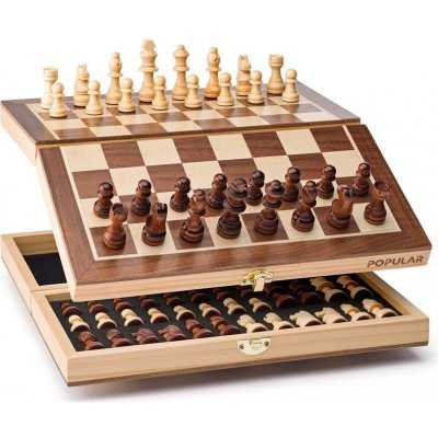 Šachy - Dřevěné 29x29 cm, Magnetické (Popular) – Zboží Dáma