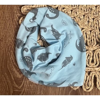 Mamatti Dětský bavlněný šátek na krk Dino park modrá s potiskem – Zboží Mobilmania