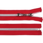 Spirálový zip No 7 délka 75 cm se stříbrnými zoubky - červená – Zboží Mobilmania