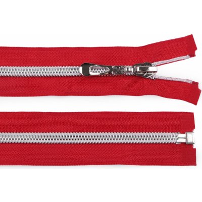 Spirálový zip No 7 délka 75 cm se stříbrnými zoubky - červená – Zboží Mobilmania