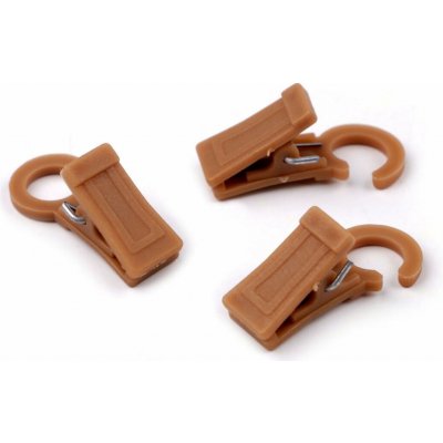 Žabky na záclony plastové s háčkem - hnědá světlá (10 ks) – Zboží Dáma