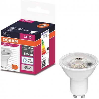 Osram LED žárovka GU10, PAR16, 6,9W, 575lm, 6500K, studená bílá, 120° – Zboží Živě