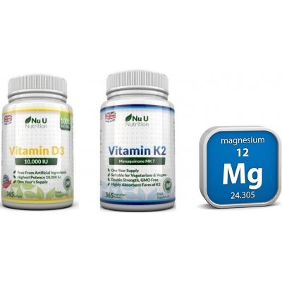 Nu-u nutrition vitamín D3 10 000 iu + vitamín K2 365 tobolek + Hořčík 1 kg – Zboží Mobilmania