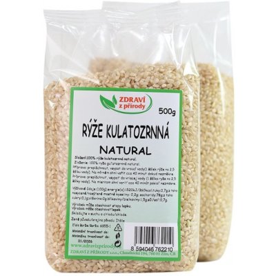 Zdraví z přírody Rýže Kulatozrnná natural 0,5 kg – Zboží Dáma