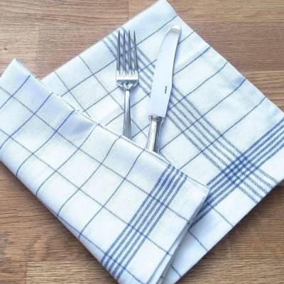 KNITVA Lněné kuchyňské utěrky 50 x 70 cm bílá/modrá 3 kusy – Zboží Mobilmania