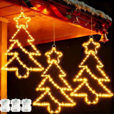 Yowin vánoční okenní LED dekorace, 3 kusy, 45 LED, teplá bílá YW-TREENB – Hledejceny.cz