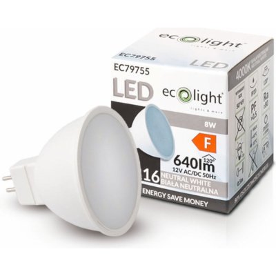 Ecolight LED žárovka MR16 12V 8W neutrální bílá EC79755
