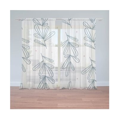Sablio Záclony Modré lístky: 2ks 150x250cm – Hledejceny.cz