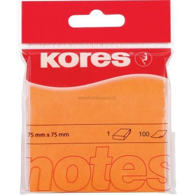 Samolepicí bloček KORES, 75 x 75 mm, neon oranžový – Hledejceny.cz