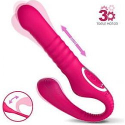 Action Strapless Strap On Thrusting & Waving Pulse Triple Dildo Pink